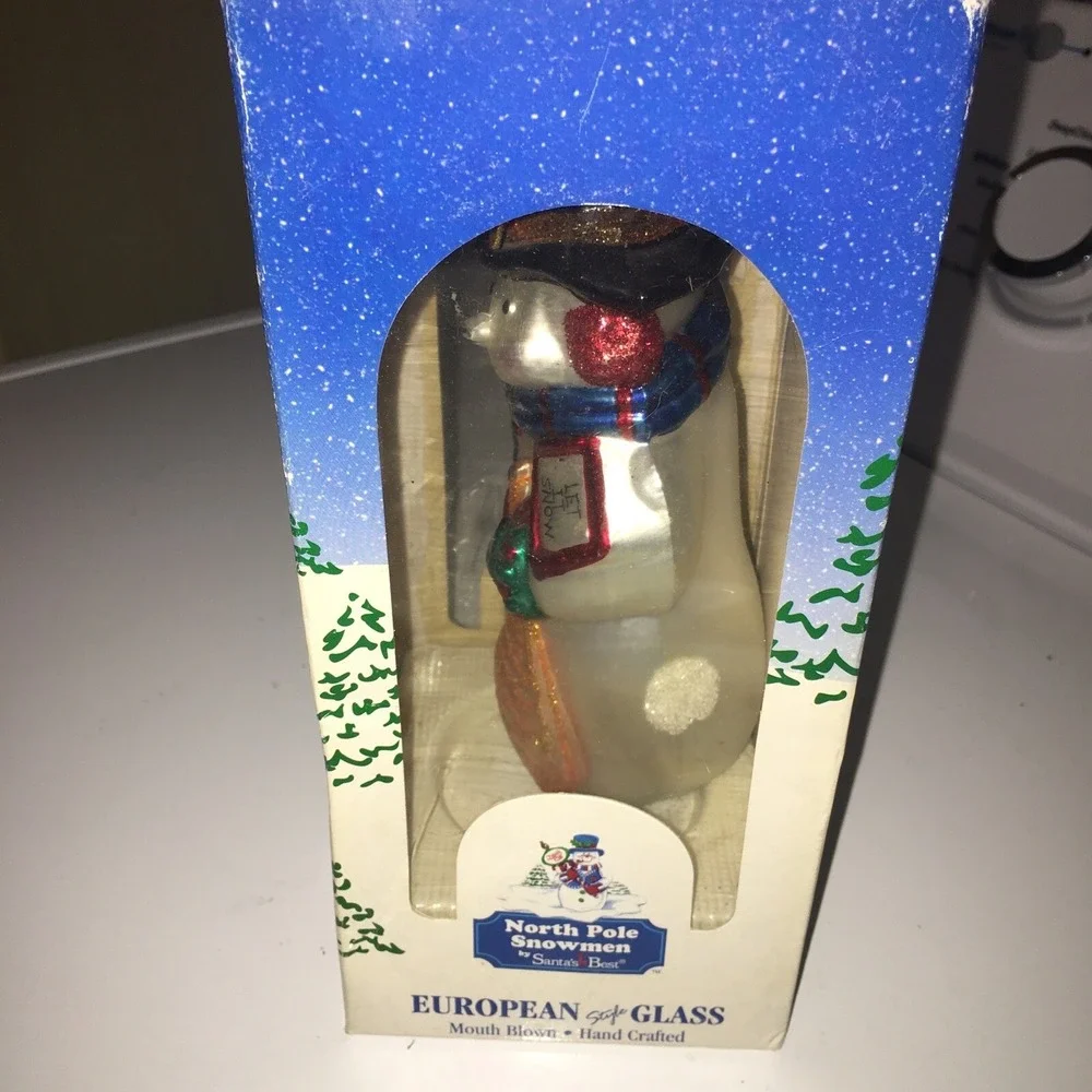 Blown Glass Snowman Christmas Ornament  